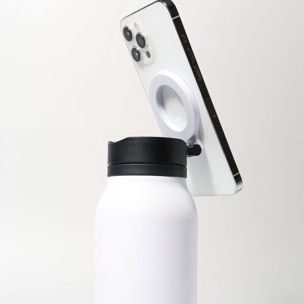 B_900ml_WHITE4 BOTELLA PRO - 900ml Multi-Functional Drink Bottle with Magnetic Phone Loop - Image 30