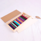 WOODEN CASE DRAWING SET - Complete Art Kit with 24 Color Pencils - Image 3