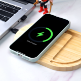 ANTI STRESS bambo wireless charger stand - Bamboo Wireless Desktop Spinner with 15W Charging Capability - Image 6