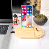 ANTI STRESS bambo wireless charger stand - Bamboo Wireless Desktop Spinner with 15W Charging Capability - Image 4
