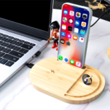 ANTI STRESS bambo wireless charger stand - Bamboo Wireless Desktop Spinner with 15W Charging Capability - Image 3