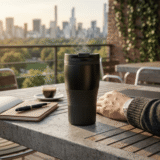 BAYAMO THERMO MUG Black - Premium 230ml Double Wall Thermal Mug with Customizable Grip - Image 3