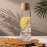 CALYPSO GLASS Bottle - Transparent 750ml with Bamboo Lid - Image 2