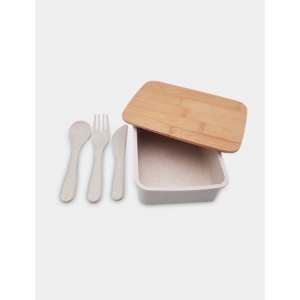 WHEAT LUNCH KIT - Eco-Friendly Reusable Lunch Box with Cutlery Set - Image 2
