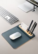 SOFTI MOUSEPAD - Eco-Friendly Foldable Mousepad with Bamboo Organizer for Phones and Pens - Image 2