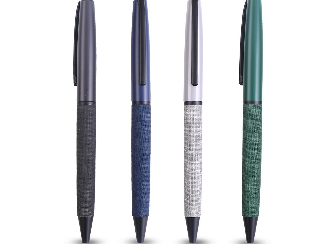 SLIM PEN - High-Quality Metal Twist Pen with PU Coating and Blue Ink