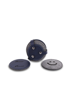 HAPPY COASTER - Fun Smiley Face Coasters Set with PU and Felt Design - Image 4