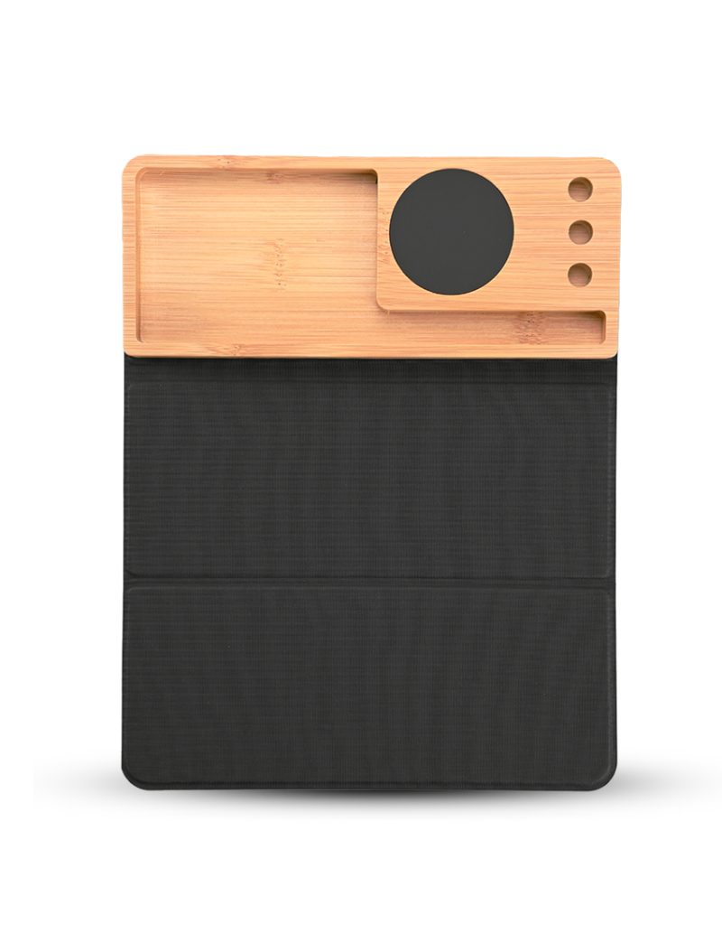 MOUSEPAD ORGANIZER - Foldable RCS PU Mousepad with Bamboo Wireless Charger and Light-Up Feature - Image 8