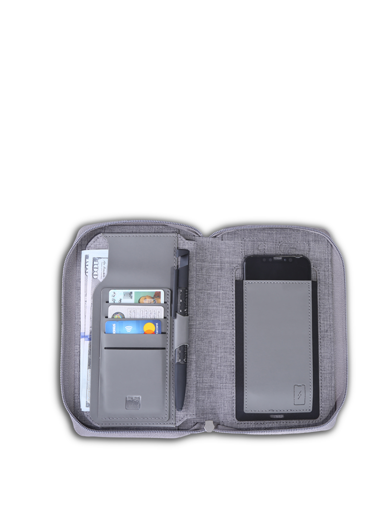 WIRELESS P-TRAVEL – RFID-Protected Travel Wallet with 4000mAh Powerbank, Mobile Pocket & Document Organization - Image 3