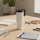 EXPLORER Powder Coating - Versatile 900ml Recycled Stainless Steel Mug with Straw - Image 32