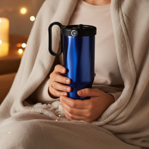 EXPLORER Powder Coating - Versatile 900ml Recycled Stainless Steel Mug with Straw - Image 9