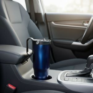 EXPLORER Powder Coating - Versatile 900ml Recycled Stainless Steel Mug with Straw - Image 5