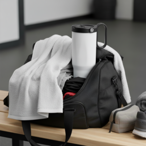 EXPLORER Powder Coating - Versatile 900ml Recycled Stainless Steel Mug with Straw - Image 11