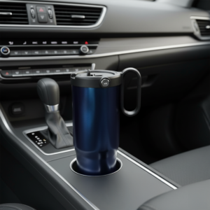 EXPLORER Powder Coating - Versatile 900ml Recycled Stainless Steel Mug with Straw - Image 12