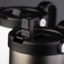 EXPLORER Powder Coating - Versatile 900ml Recycled Stainless Steel Mug with Straw - Image 2
