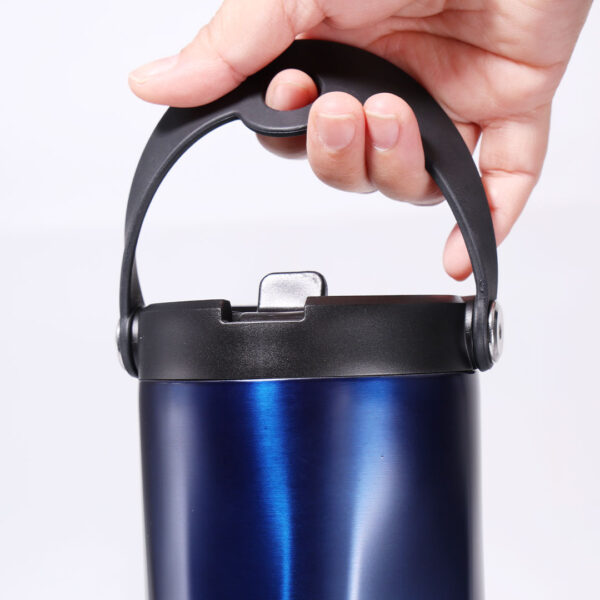B_EXPLO_BLUE3 EXPLORER Powder Coating - Versatile 900ml Recycled Stainless Steel Mug with Straw - Image 9