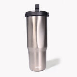 EXPLORER Powder Coating - Versatile 900ml Recycled Stainless Steel Mug with Straw - Image 23