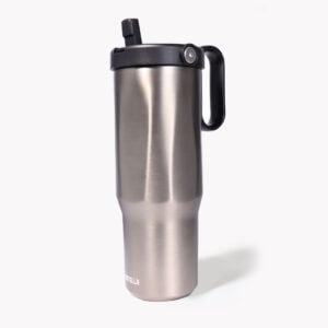 EXPLORER Powder Coating - Versatile 900ml Recycled Stainless Steel Mug with Straw - Image 24