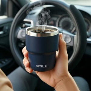 ESPRESSO STACKABLE Cups – Stylish 80ml Double-Wall Stainless Steel Espresso Cups with Silver-Lined Lid & Premium Gift Box - Image 2