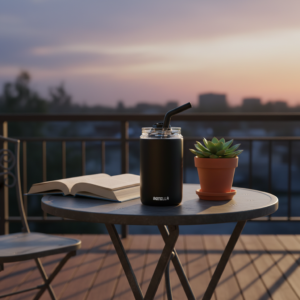 FLASKEE SET – Premium Powder-Coated Double-Wall Stainless Steel Cups (600ml & 300ml) with Interchangeable Lids & Adjustable Straw - Image 9