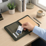 O B5 Portfolio ? Durable Premium Fabric Portfolio with Modern Metal Accent & 100-Sheet Craft Paper Notebook for Professionals - Image 11
