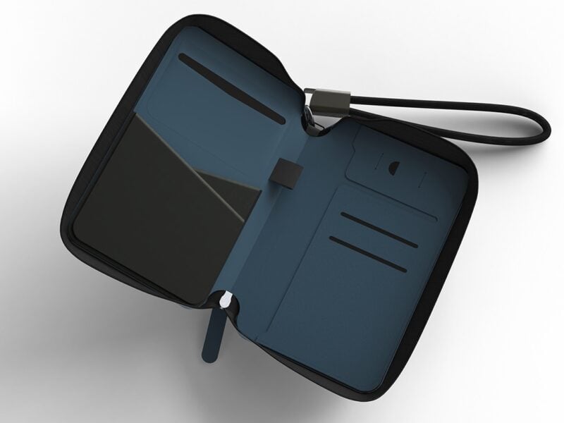 TRAVI WALLET – Sleek PU Leather Travel Case with Integrated Charging Cable for Tech Accessories & On-the-Go Power