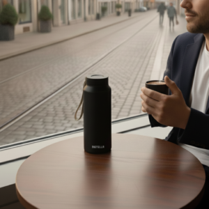 GAHWA GO SET – Travel-Ready 500ml Vacuum-Insulated Bottle & 90ml Stackable Espresso Cup with Silicone-Sealed Lid - Image 11