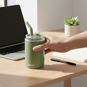 FLASKEE SET – Premium Powder-Coated Double-Wall Stainless Steel Cups (600ml & 300ml) with Interchangeable Lids & Adjustable Straw - Image 29