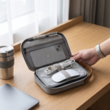 RPET TECH POUCH ? Compact Water-Resistant Travel Organizer with Padded & Mesh Compartments for Gadgets and Cables - Image 3