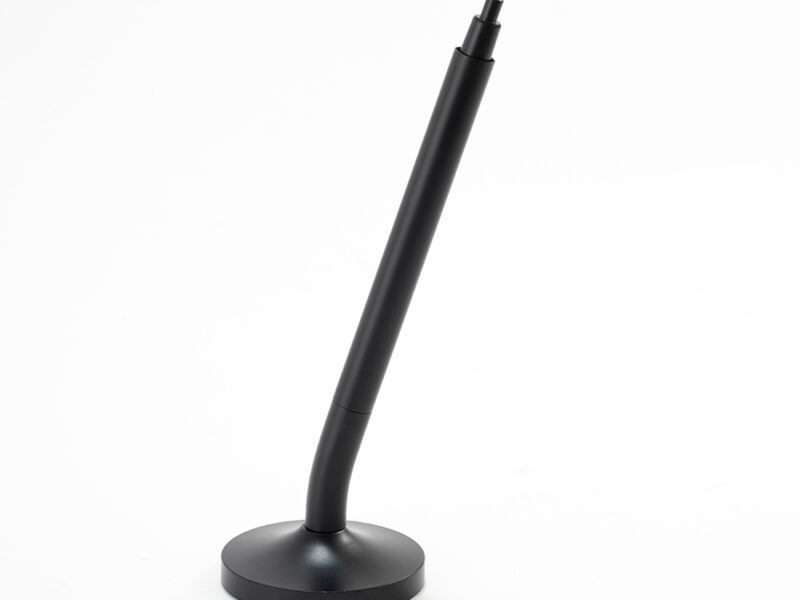 DESK MAGPEN – Sleek Matte Black Aluminum Roller Pen with 0.7mm Blue Ink & Matching Stainless Steel Base