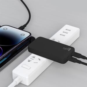 SLIM TRAVI SET – Ultra-Compact Dual USB-C Fast Charger with 45W Power & PPS Support in Travel Pouch - Image 3