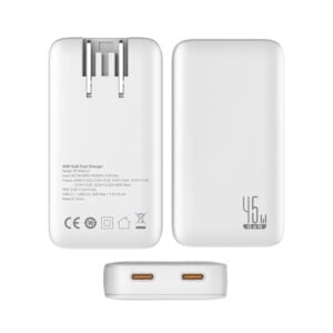 SLIM TRAVI SET – Ultra-Compact Dual USB-C Fast Charger with 45W Power & PPS Support in Travel Pouch - Image 5