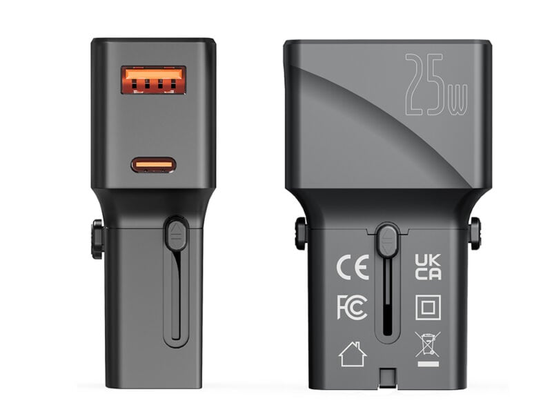 POWER ADAPTOR – Compact 25W Mini Travel Charger with Dual USB-C & USB-A Ports, PD Quick Charge & QC3.0 Support