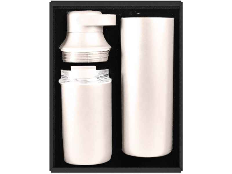 FLASKEE SET – Premium Powder-Coated Double-Wall Stainless Steel Cups (600ml & 300ml) with Interchangeable Lids & Adjustable Straw