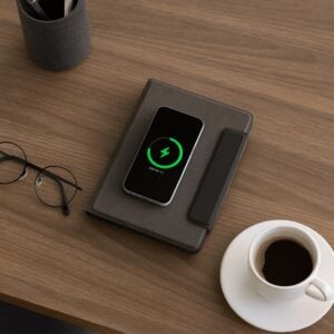 FLAPNOTE POWER – Elegant PU Notebook with 64 Sheets & Built-In 5000mAh Wireless Charging Power Bank for On-the-Go Productivity - Image 2