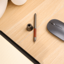 DESK PEN – Luxurious Red Wood & Gun Black Brass Ballpoint Pen with Solid Brass Holder for Elegant Writing - Image 2