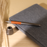 DESK PEN – Luxurious Red Wood & Gun Black Brass Ballpoint Pen with Solid Brass Holder for Elegant Writing - Image 3