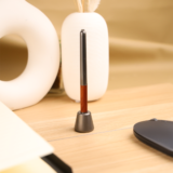 DESK PEN – Luxurious Red Wood & Gun Black Brass Ballpoint Pen with Solid Brass Holder for Elegant Writing - Image 4