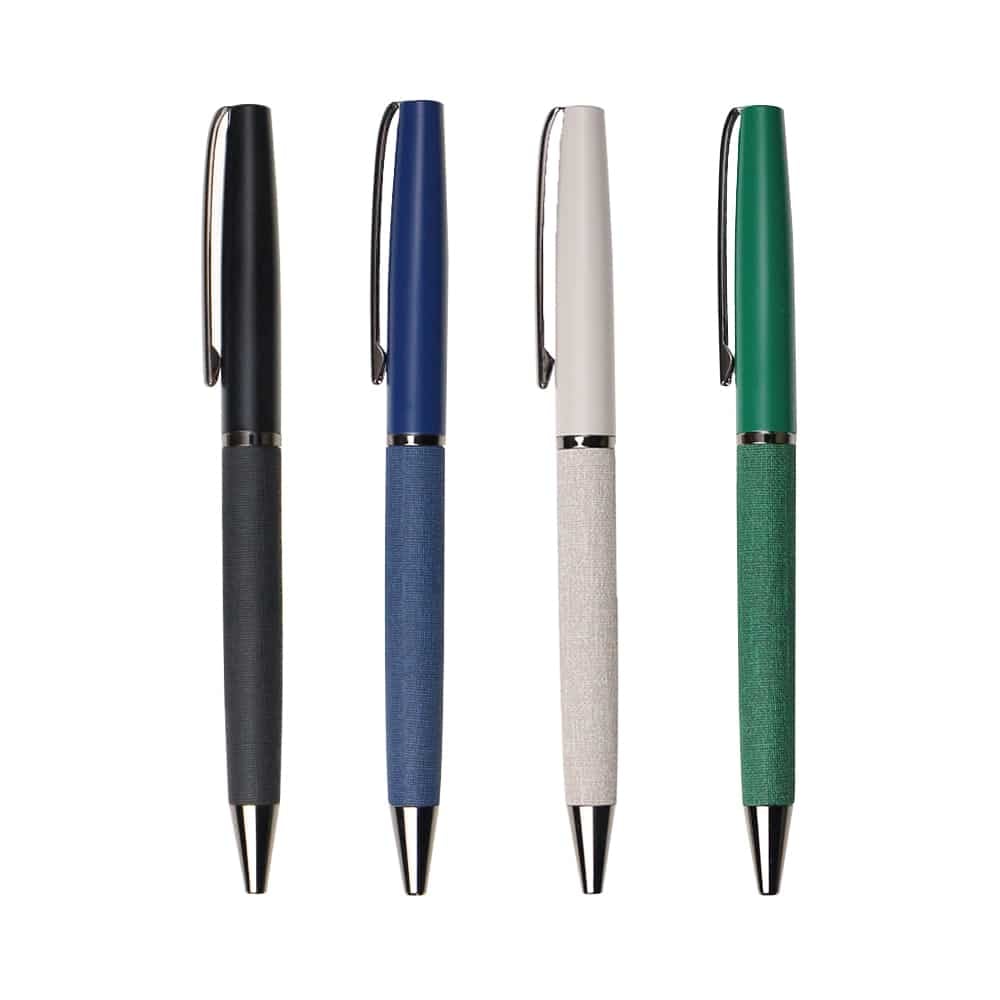 E4079-1 SLIM PEN-2 – High-Quality Slim Metal Twist Ballpoint Pen with Special PU Grip & Smooth Blue Ink - Image 1