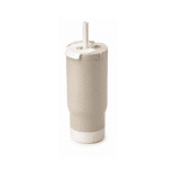 SIPORA | 600ml Steel Straw Coffee Mug with Non-Slip Grip - Image 3